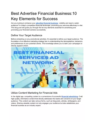 Best Advertise Financial Business_10 Key Elements for Success