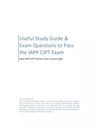 Useful Study Guide & Exam Questions to Pass the IAPP CIPT Exam