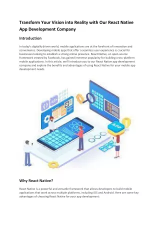 Transform Your Vision into Reality with Our React Native App Development Company