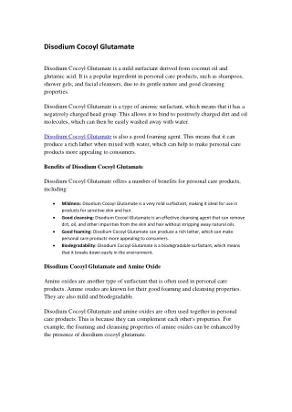 Disodium Cocoyl Glutamate