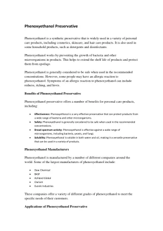 Phenoxyethanol Preservative