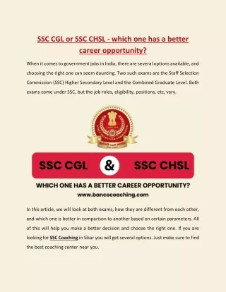 SSC CGL or SSC CHSL - which one has better career opportunity