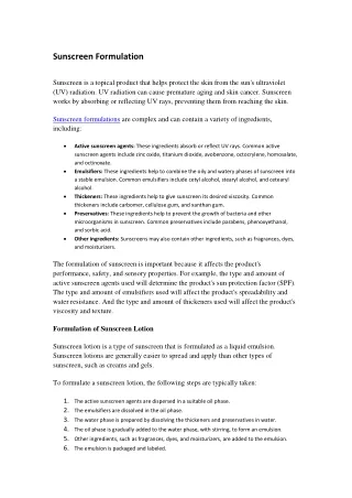 Sunscreen Formulation