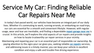 Service My Car Finding Reliable Car Repairs Near Me