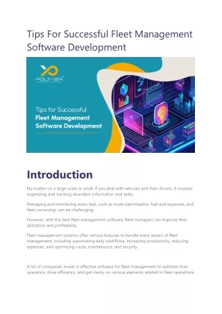 Tips For Successful Fleet Management Software Development