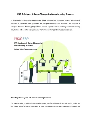 ERP Solutions_ A Game-Changer for Manufacturing Success