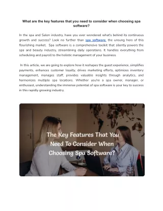What are the key features that you need to consider when choosing spa software_