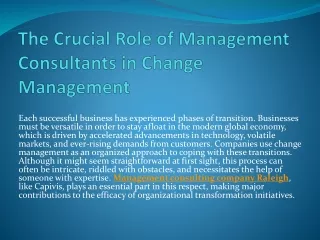 The Crucial Role of Management Consultants in Change Management