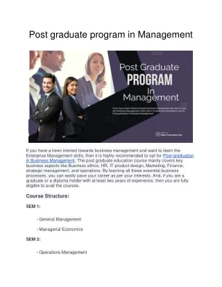 Post graduate program in Management pdf.