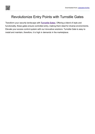 Revolutionize Entry Points with Turnstile Gates