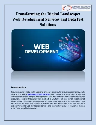 Transforming the Digital Landscape: Web Development Services and BetaTest Soluti
