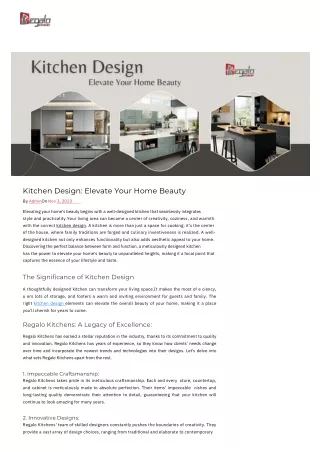 Elevate Your Home Beauty With Regalo Kitchens