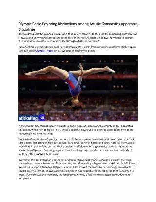 Olympic Paris Exploring Distinctions among Artistic Gymnastics Apparatus Disciplines