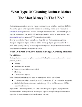 What Type Of Cleaning Business Makes The Most Money In The USA