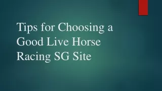 Tips for Choosing a Good Live Horse Racing SG Site