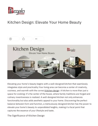 Kitchen Design  Elevate Your Home Beauty