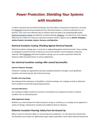 Power Protection: Shielding Your Systems with Insulation