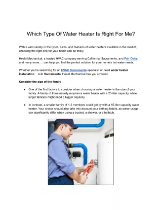 Which Type Of Water Heater Is Right For Me