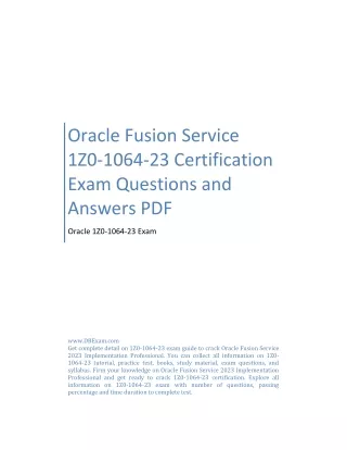 Oracle Fusion Service 1Z0-1064-23 Certification Exam Questions and Answers PDF