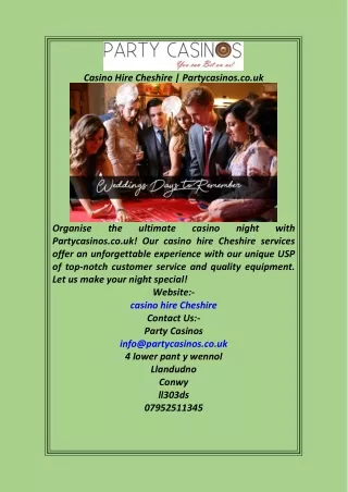 Casino Hire Cheshire  Partycasinos.co.uk