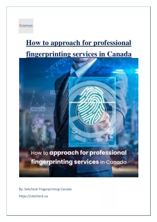 How to approach for professional fingerprinting services in Canada