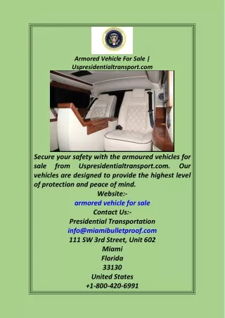 Armored Vehicle For Sale  Uspresidentialtransport.com