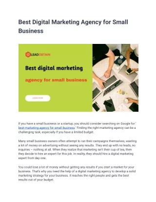 Best Digital Marketing Agency for Small Business