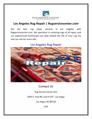 Los Angeles Rug Repair | Rugservicecenter.com