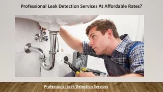 Professional Leak Detection Services At Affordable Rates