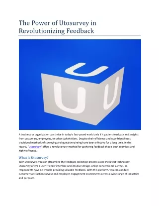 The Power of Utosurvey in Revolutionizing Feedback