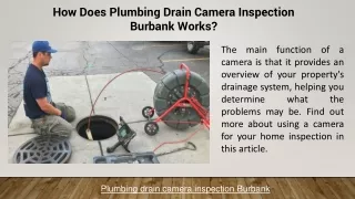 How Does Plumbing Drain Camera Inspection Burbank Works