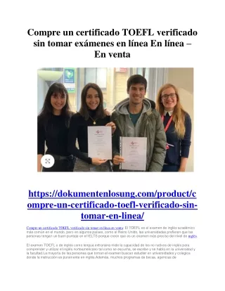 Compre un certificado TOEFL verificado sin tomar exámenes en línea En línea