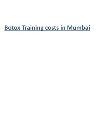 Botox Training costs in Mumbai