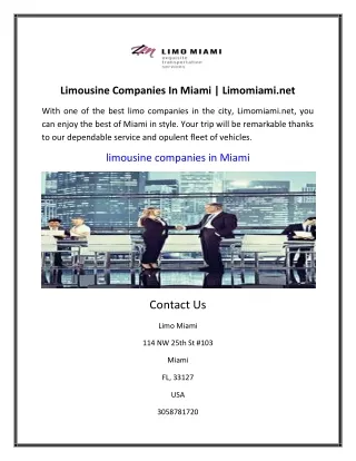 Limousine Companies In Miami | Limomiami.net
