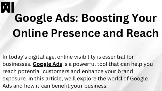 Google Ads Boosting Your Online Presence and Reach