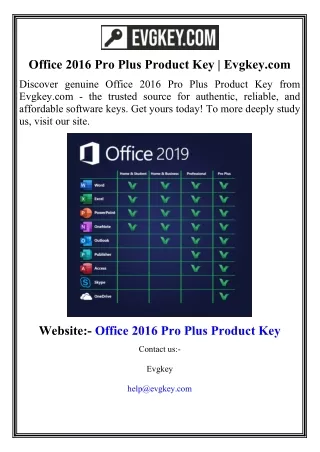 Office 2016 Pro Plus Product Key  Evgkey.com