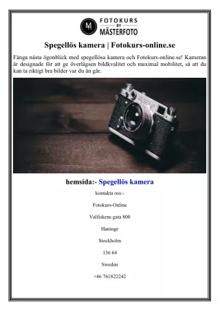 Spegellös kamera  Fotokurs-online.se