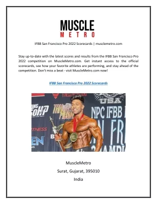 IFBB San Francisco Pro 2022 Scorecards  musclemetro