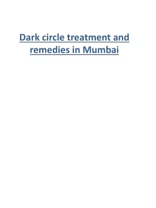 Dark circle treatment and remedies in Mumbai