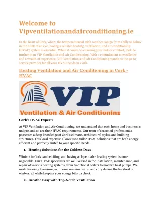 Heating ventilation and air Conditioning in Cork