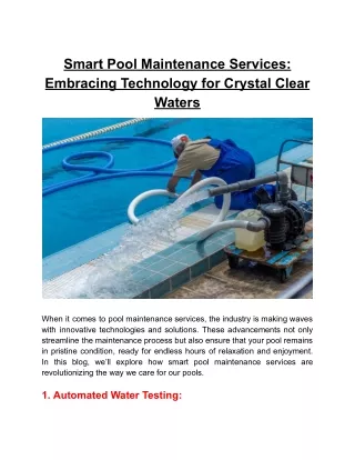 Smart Pool Maintenance Services_ Embracing Technology for Crystal Clear Waters