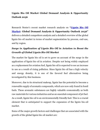 Lignin Bio Oil Market