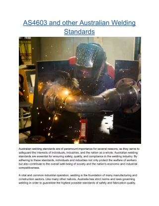 AS4603 and other Australian Welding Standards