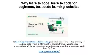 Why learn to code, learn to code for beginners, best code learning websites