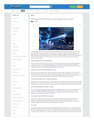 SAP Success in ABAP Development, HANA Migration Services & More