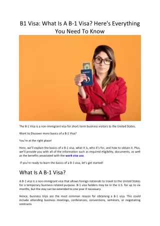B1 Visa What Is A B-1 Visa Here's Everything You Need To Know