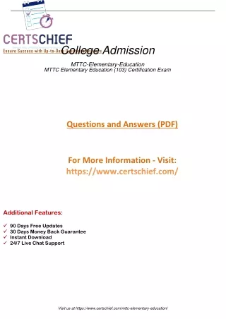 Latest MTTC-Elementary-Education Updated Questions Answers PDF Dumps