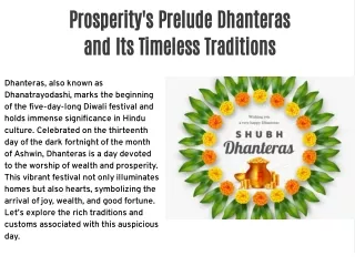 Prosperity's Prelude Dhanteras and Its Timeless Traditions