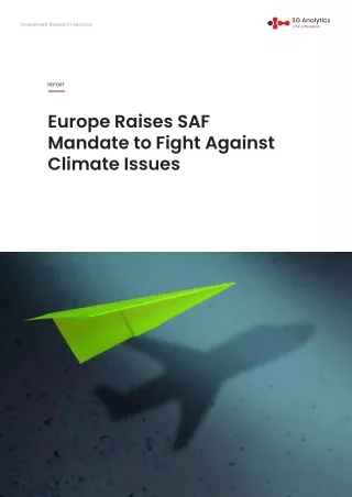 Europe Raises the SAF Mandate to Fight Against Climate Issues