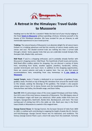 A Retreat in the Himalayas Travel Guide to Mussoorie